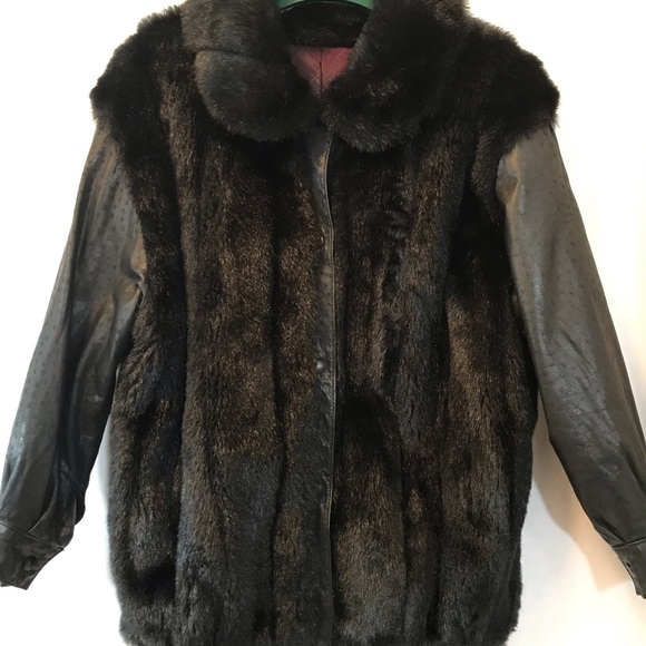 Vintage D’Esprit dubrowsky and peribinder faux fur and leather jacket. - Picture 2 of 13